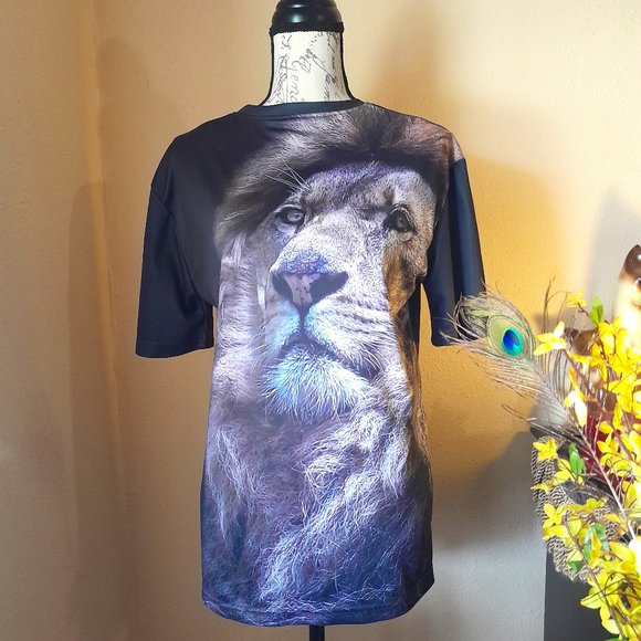 Allover 3D Print Lion Tshirt - Picture 1 of 11